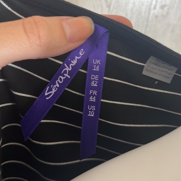 Womens Black and White Long Sleeve Maternity Dress, Size 10 SERAPHINE  #N39 - Picture 3 of 5